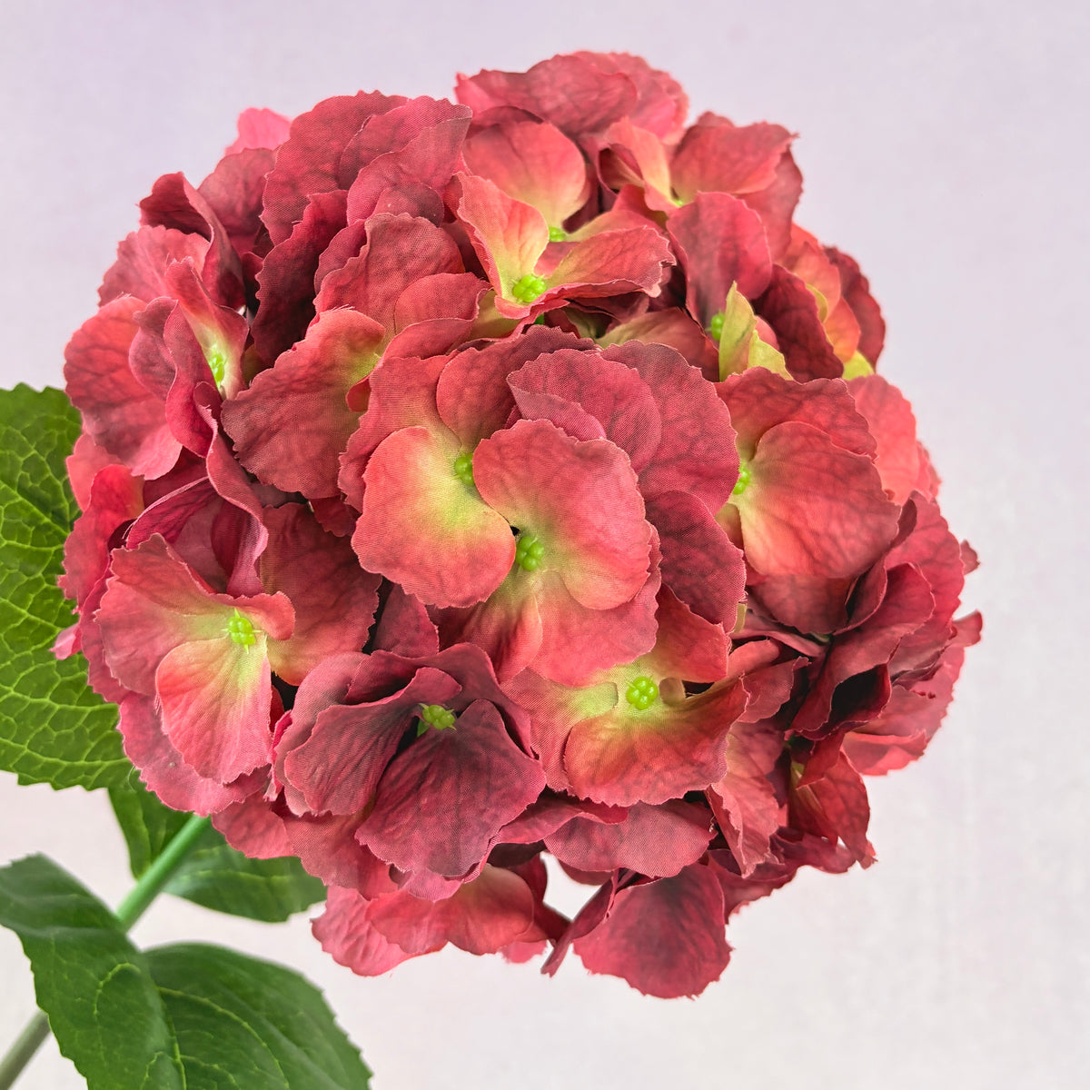 Silk Artificial Hydrangea Bigleaf Vintage Red