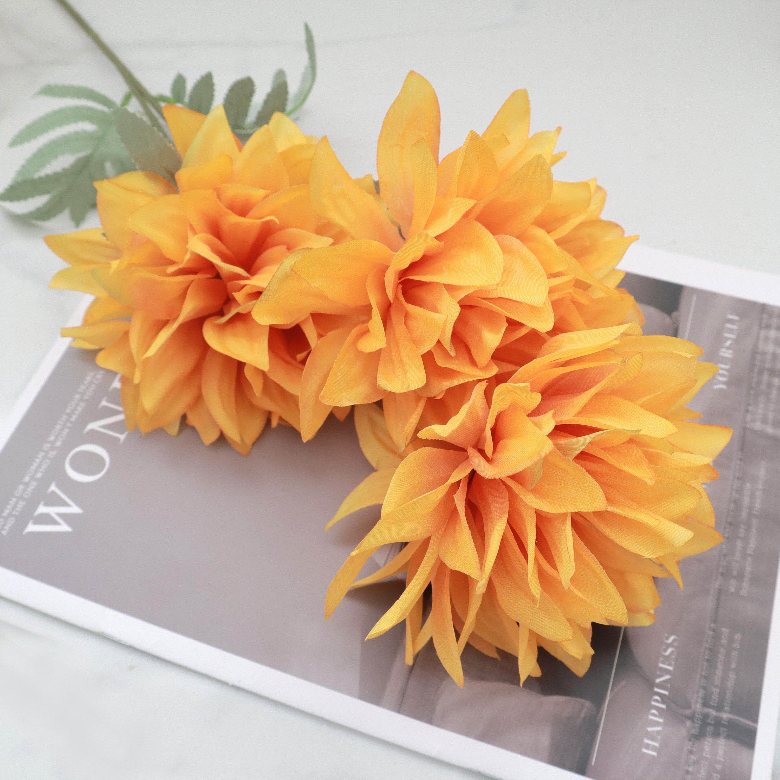 Artificial Silk Dahlia Orange (3 heads)