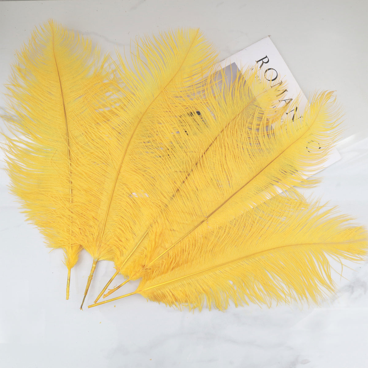 5 pcs Ostrich Feathers Mango Yellow