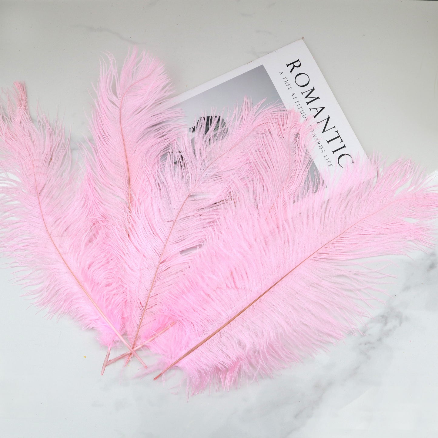 5 pcs Ostrich Feathers Hot Pink